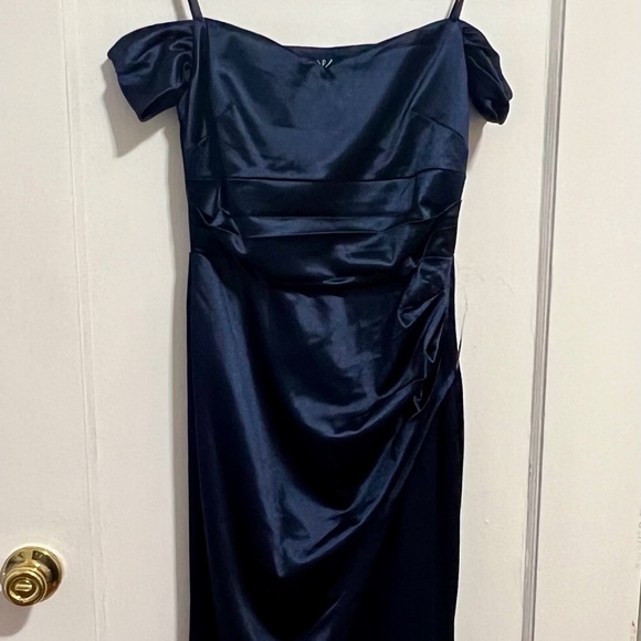 Windsor Over the Shoulder Navy Prom Dress - Picture 3 of 3